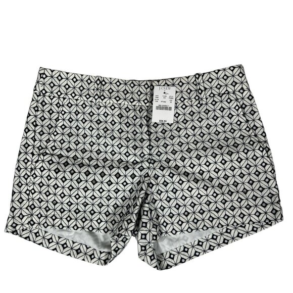NWT J.Crew Womens Black White Geometric Preppy Neutral Chino Shorts Size 00 - Picture 2 of 10